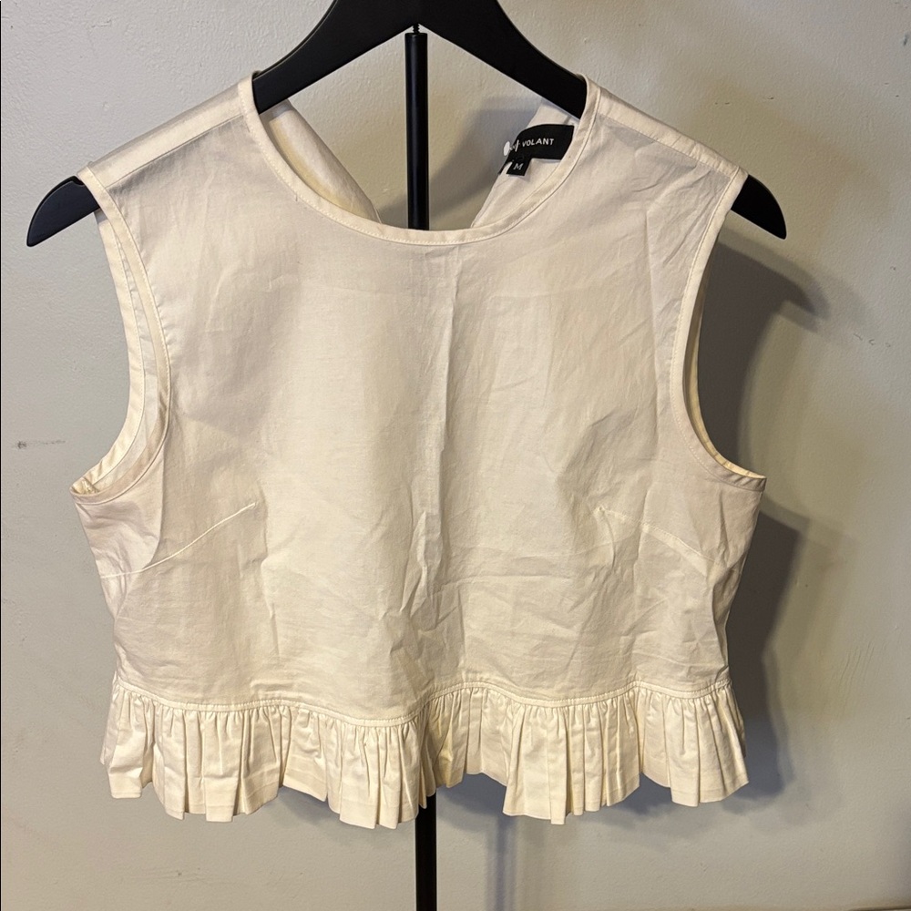 Stylish Ivory Ruffle Hem Tank Top